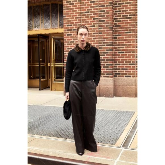 ZARA FAUX FUR COLLAR CARDIGAN - Picture 1 of 7